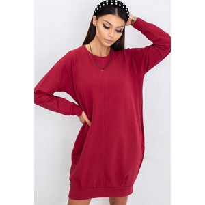 Czerwona sukienka Basic Feel Good z bawełny mini z długim rękawem