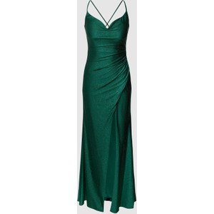 Zielona sukienka Luxuar Fashion dopasowana z dekoltem w kształcie litery v