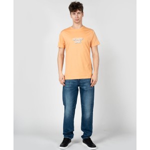 Pomarańczowy t-shirt Guess z tkaniny z krótkim rękawem w stylu klasycznym