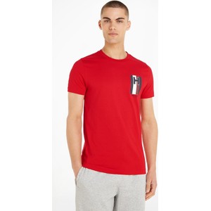 Czerwony t-shirt Tommy Hilfiger z krótkim rękawem w stylu casual z bawełny