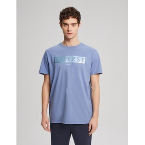 Niebieski t-shirt Diverse w młodzieżowym stylu z krótkim rękawem