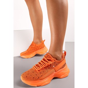 Pomarańczowe buty sportowe Renee sznurowane z płaską podeszwą
