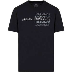 Czarny t-shirt Armani Exchange z krótkim rękawem z bawełny