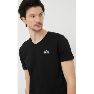 Czarny t-shirt Alpha Industries z bawełny z krótkim rękawem