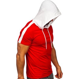 Czerwony t-shirt Denley z bawełny z krótkim rękawem