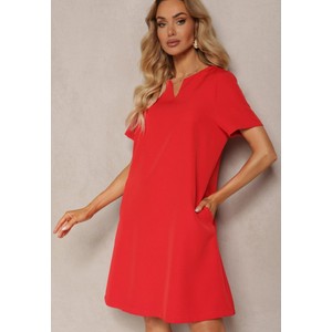 Czerwona sukienka Renee mini z krótkim rękawem w stylu casual