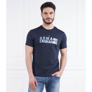 Niebieski t-shirt Armani Exchange w młodzieżowym stylu z bawełny