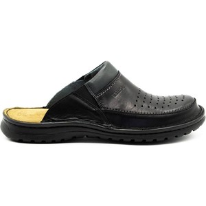 Czarne buty letnie męskie KamPol ze skóry