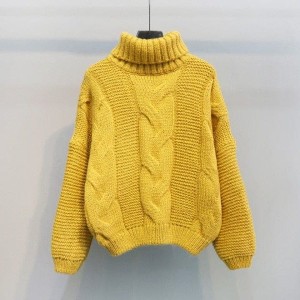 Żółty sweter Parine.pl z wełny w stylu casual