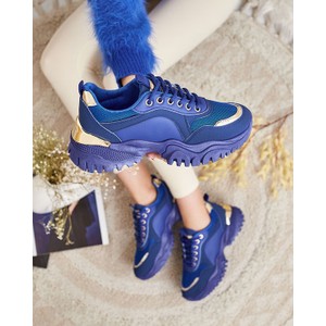 Niebieskie buty sportowe Royalfashion.pl sznurowane w sportowym stylu
