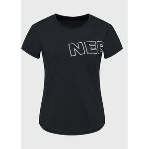 Czarny t-shirt Nebbia z krótkim rękawem w młodzieżowym stylu z okrągłym dekoltem