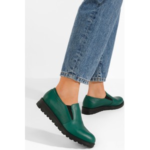 Zielone półbuty Zapatos ze skóry w stylu casual