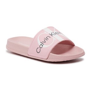 Różowe buty dziecięce letnie Calvin Klein z jeansu