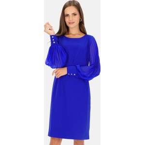Niebieska sukienka POTIS & VERSO z tkaniny z okrągłym dekoltem