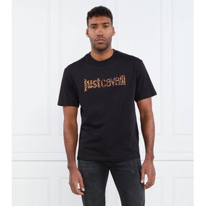 Czarny t-shirt Just Cavalli w młodzieżowym stylu z bawełny