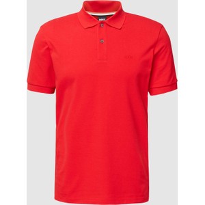 Czerwona koszulka polo Hugo Boss z bawełny z krótkim rękawem w stylu casual