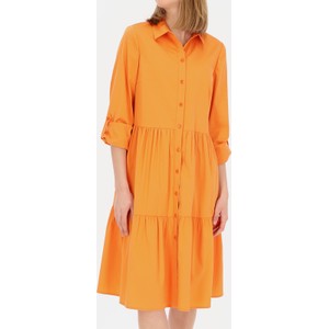 Pomarańczowa sukienka POTIS & VERSO z długim rękawem oversize z bawełny