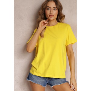 Żółty t-shirt Renee w stylu casual z krótkim rękawem