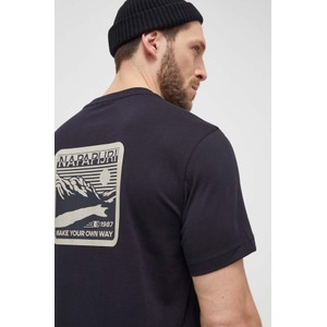 T-shirt Napapijri z bawełny w sportowym stylu z nadrukiem