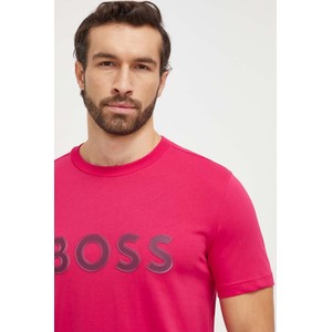Różowy t-shirt Hugo Boss z bawełny w młodzieżowym stylu