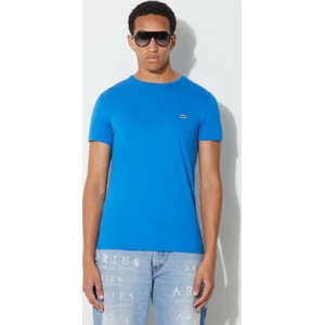 Niebieski t-shirt Lacoste z bawełny