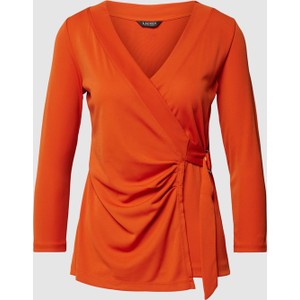 Pomarańczowa bluzka Ralph Lauren z bawełny z dekoltem w kształcie litery v w stylu casual