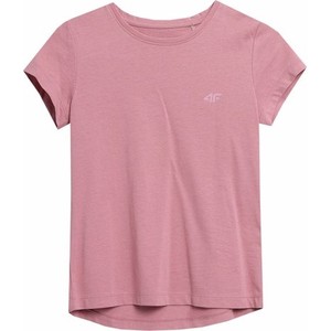 Różowa bluzka dziecięca 4F z bawełny dla dziewczynek z krótkim rękawem
