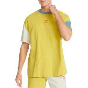 Żółty t-shirt Puma w stylu klasycznym z krótkim rękawem
