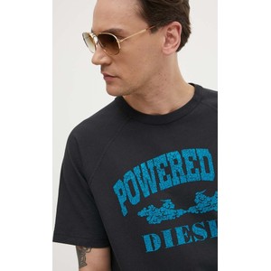 Czarny t-shirt Diesel z krótkim rękawem z bawełny w młodzieżowym stylu