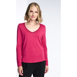 Różowa bluzka Ochnik w stylu casual z długim rękawem z bawełny