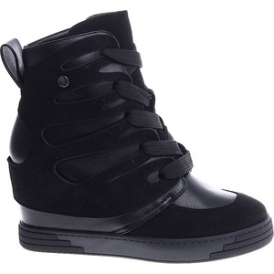 Czarne buty sportowe Pantofelek24 w sportowym stylu na platformie