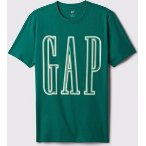 Zielony t-shirt Gap w młodzieżowym stylu z krótkim rękawem