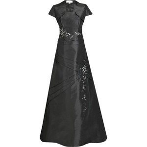 Czarna sukienka Fokus z krótkim rękawem trapezowa maxi