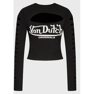 Czarna bluzka Von Dutch z okrągłym dekoltem z długim rękawem