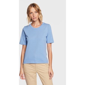 Niebieski t-shirt Part Two z krótkim rękawem w stylu casual z okrągłym dekoltem