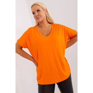 Pomarańczowa bluzka 5.10.15 w stylu casual z okrągłym dekoltem