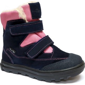 Granatowe buty dziecięce zimowe RenBut na rzepy ze skóry