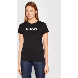 Czarny t-shirt Hugo Boss w młodzieżowym stylu z okrągłym dekoltem z krótkim rękawem