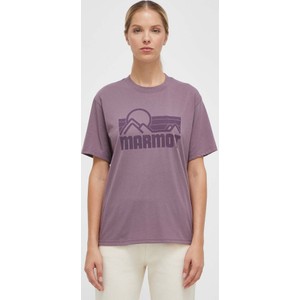 Fioletowy t-shirt Marmot z okrągłym dekoltem z dzianiny