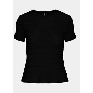 Czarny t-shirt Pieces w stylu casual z okrągłym dekoltem z krótkim rękawem
