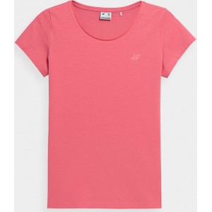 Różowy t-shirt 4F z krótkim rękawem w sportowym stylu