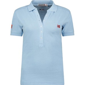 Niebieski t-shirt Geographical Norway z krótkim rękawem z bawełny w stylu casual