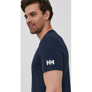 Granatowy t-shirt Helly Hansen z krótkim rękawem z dzianiny