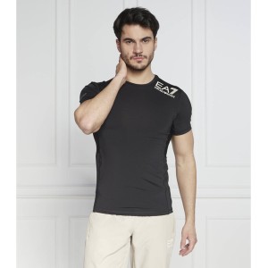 Czarny t-shirt Emporio Armani w stylu casual z krótkim rękawem