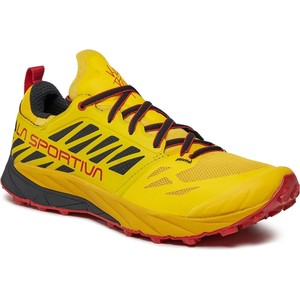Żółte buty sportowe La Sportiva sznurowane w sportowym stylu