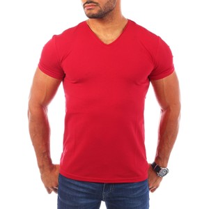 Czerwony t-shirt Risardi w stylu casual z bawełny