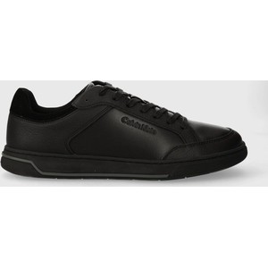 Czarne buty sportowe Calvin Klein ze skóry sznurowane w sportowym stylu