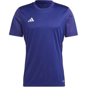 Niebieski t-shirt Adidas z dżerseju z krótkim rękawem