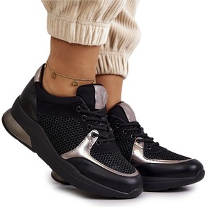 Czarne buty sportowe Vinceza sznurowane w sportowym stylu z płaską podeszwą