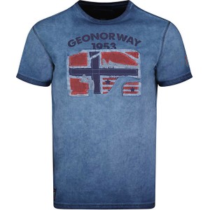 Niebieski t-shirt Geographical Norway z krótkim rękawem z bawełny w młodzieżowym stylu
